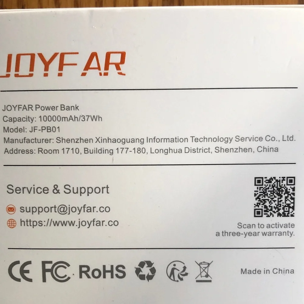 Joyfar Power Bank 10000mAh Airline Approved NEW